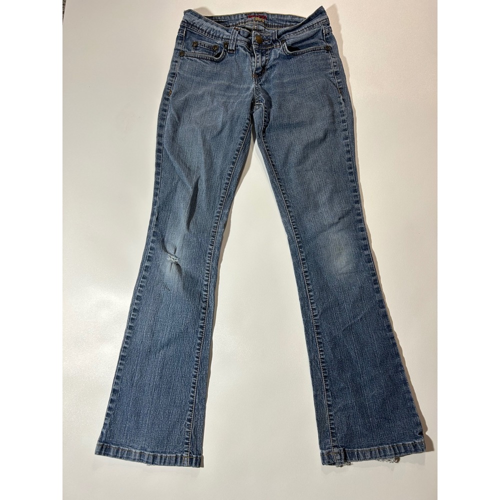 Bongo Flirty Jeans Womens 3 Blue Good Distressed Bootcut Low Rise Y2K Denim